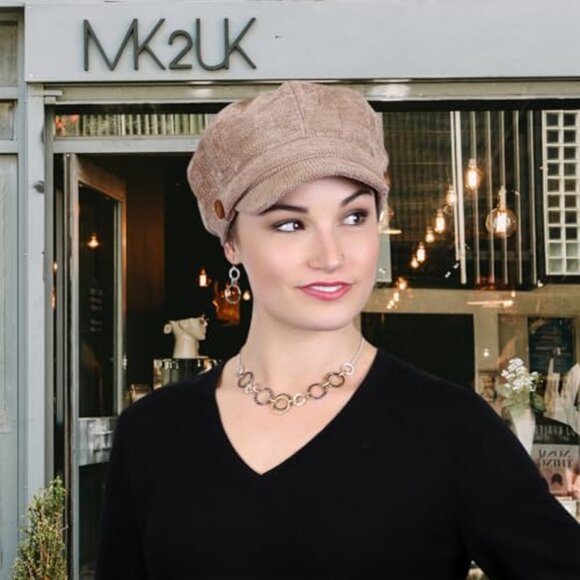 Classic Newsboy Cap Chenille Tweed Retro Chic Fall Winter Headwear main image 4